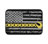Felpudo Conductor De Grúa con Bandera De La Línea Amarilla Delgada De EE. UU. Alfombra Baño Antideslizante Alfombrilla Baño Secado Rápido Felpudo Entrada para Bañera Puerta Hogar 40X60Cm