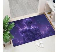 Felpudo Cráneo en Llamas 80 x 120 cm - Felpudo con Base Antideslizante TPR - Alfombra Atrapa-Suciedad Lavable Arte fantástico para Puerta Principal, Patio, Pasillo y Jardín