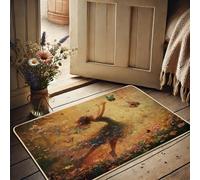 Felpudo de baile de hadas de primavera, tapete de puerta de mariposas coloridas para entrada al aire libre e interior, decoración bohemia, goma impermeable, antideslizante, absorbe el polvo, fácil de