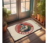 Felpudo de bienvenida al aire libre, otoño, hombre fuerte sosteniendo la llave: A Plumber'S Pride Felpudo con zapatos aquí, tapete para puerta de entrada interior (50 x 80 cm)