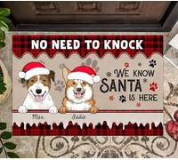 Felpudo De Bienvenida Antideslizante Alfombra Puerta Divertidos Felpudo De Entrada para Jardín Pasillo Interior 40X60Cm No Hay Necesidad De Tocar, Sabemos Que Santa Está Aquí, Perro