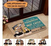 Felpudo De Bienvenida Antideslizante Tapete para Puerta Divertidos Alfombra De Baño para Jardín Pasillo Entrada Casa 40X60Cm Un Pescador Y Su Mejor Captura De La Vida Viven Aquí Personalizado