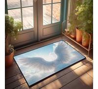Felpudo de bienvenida con diseño de alas de ángel en el cielo, felpudo al aire libre para la entrada del hogar, granja, cocina (65 x 90 cm)