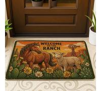 Felpudo de bienvenida con diseño de caballo, diseño rústico de ovejas, cactus, no marrón, antideslizante, atrapasuciedad, decoración de entrada, para porche delantero, baño, oficina, 29 x 17 pulgadas