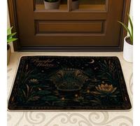 Felpudo de bienvenida con diseño de cocodrilo, lirios de agua místicos nocturnos, otoño, color verde oscuro, lavable, de perfil bajo, para debajo de la puerta, alfombra para el hogar, interior y