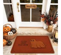 Felpudo de bienvenida con diseño de gato, calabazas de texto festivo para Halloween, naranja, antideslizante, atrapasuciedad, decoración del hogar para entrada, porche al aire libre, balcón, 29 x 17