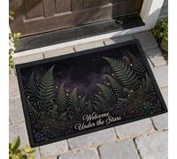 Felpudo de bienvenida con diseño de helecho, raíces de estrellas, verano, verde, lavable, perfil bajo, decorativo, para el hogar, interior, exterior, entrada, porche, decoración de 73 x 43 cm