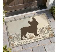 Felpudo de bienvenida con diseño de perros franceses, moderno, minimalista, no marrón, antideslizante, para casa, oficina, exterior, interior, entrada, decoración, 73 x 43 cm