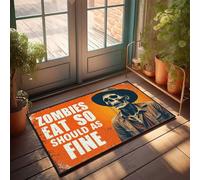 Felpudo de bienvenida con diseño de zombies con texto en inglés "Danger Ahead!", para exteriores, bares, accesorios, decoración para niños (50 x 80 cm)