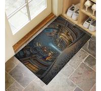 Felpudo de Bienvenida con Edificio Pequeño Retro Europeo, 90x150cm Felpudo Entrada Casa Calles Callejones Europeo Antideslizante Alfombra Pasillo de Perfil Bajo para debajo de la puerta, Grisáceo