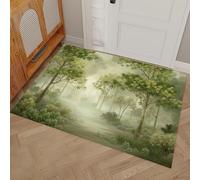Felpudo de Bienvenida con Sendero Forestal En La Niebla, 60x120cm Felpudo Entrada Casa Bosque Mágico Antideslizante Lavable Alfombra Pasillo de Perfil Bajo para debajo de la puerta, Verde De Judía