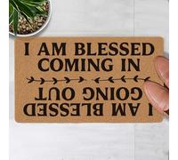 Felpudo de bienvenida con texto en inglés "I Am Blessed Coming In And Going Out" para entrada interior y exterior, tapetes de perfil bajo, antideslizantes, duraderos, alfombras de entrada para entrada