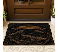 Felpudo de bienvenida de cocodrilo, brújula náutica rústica, bandera de aventura, azul oscuro, lavable, de perfil bajo, para el suelo, para casa, oficina, exterior, interior, entrada, decoración, 73 x