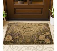 Felpudo de bienvenida de mariposa, clásico, rústico, rosa, lavanda, primavera, beige, lavable, de perfil bajo, para decoración de piso al aire última intervensión, para puerta delantera, entrada
