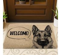 Felpudo de bienvenida de pastor alemán, tapete de perro beige para entrada interior y exterior, decoración rústica, antideslizante, absorbente, fácil cuidado, 73 x 43 cm