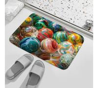Felpudo de bienvenida de perfil bajo, antideslizante, lavable, con imagen de mármol colorido, tapete de baño, para interiores y exteriores, para pasillo, hogar, oficina, 15.7 x 23.6 pulgadas