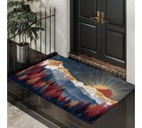 Felpudo De Bienvenida Lavable Con Montañas Del Amanecer Bohemio, Alfombra De Antideslizante Absorbente Lujoso Cielo Estrellado, Azul Oscuro Felpudo Entrada Para Baño Porche Interior, 90X150Cm