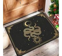 Felpudo De Bienvenida Lavable Con Sol Misterioso Luna Estrellas, Alfombra De Antideslizante Absorbente Tarot Serpiente Dorada Fantasía, Negro Felpudo Entrada Para Baño Porche Interior, 45X75Cm