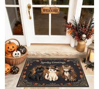 Felpudo de bienvenida para gatos, diseño de calabazas de temporada para Halloween, color negro, antideslizante, atrapasuciedad, para el hogar, interior y exterior, decoración de porche, 29 x 17