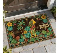 Felpudo de bienvenida para perro, diseño de flores tropicales bohemias sin hojas, color amarillo, antideslizante, para el suelo, casa, oficina, exterior, interior, entrada, decoración, 73 x 43 cm