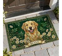 Felpudo de bienvenida para perro, diseño de hojas de crisantemo verde antideslizante, para casa, oficina, exterior, interior, entrada, decoración, 73 x 43 cm
