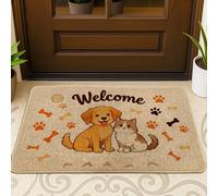 Felpudo de bienvenida para perro, divertido y casual con estampado de pata de gato, ninguno marrón, lavable, de perfil bajo, para casa, oficina, exterior, interior, entrada, decoración, 73 x 43 cm