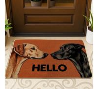 Felpudo de bienvenida para perros, agradable y casual, fondo marrón N/A, lavable, de perfil bajo, para decoración del hogar, entrada, porche al aire libre, balcón, 29 x 17 pulgadas