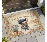 Felpudo de bienvenida para perros, clásico, elegante, diseño de flores de té, primavera, pastel, lavable, perfil bajo, decoración del hogar, para entrada, al aire última intervensión, porche, balcón
