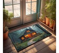 Felpudo de bienvenida personalizado, acogedora cabaña en el bosque: un retiro sereno, decoración para la cocina, felpudo de bienvenida (50 x 80 cm)