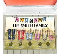 Felpudo De Bienvenida Suave Tapete para Puerta Fácil De Limpiar Alfombra De Baño para Interior Trasera Delantera Cuarto 40X60Cm Bienvenido A Nuestra Familia