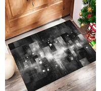 Felpudo De Bloques De Color Rectangulares Tecnología Abstracta Para Puerta De Entrada, Alfombrillas Antideslizante Lavable, Alfombra Interior De Bienvenida Gris Negro Para Cocina Balcón, 50X80Cm