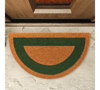 Felpudo de Coco, Alfombra de Entrada de casa, Felpudo ecológico de Fibra de Coco, Alfombrilla de Entrada, Tapete de Bienvenida, 100% Coco, Naturales sostenibles Cenefa Verde, Semicircular, 55 x 30 cm
