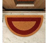 Felpudo de Coco, Alfombra de Entrada de casa, Felpudo ecológico de Fibra de Coco, Alfombrilla de Entrada, Tapete de Bienvenida, 100% Coco, Naturales sostenibles Cenefa Rojo, Semicircular, 55 x 30 cm