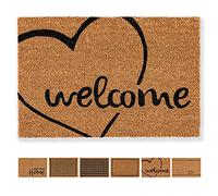 Felpudo de Coco diseño corazón de Bienvenida - Recorrido Limpio 40x60 cm - Felpudo de Interior - Felpudo de Coco Antibacteriano - Material Natural