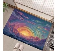 Felpudo de Entrada 45 x 75 cm, Felpudo Entrada Lavable en Lavadora Felpudos Paisajes de ensueño Amanecer sobre la cordillera Cloud Mountain con Base Antideslizante de TPR AlfombraAzul-púrpura