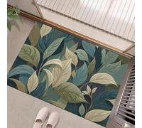 Felpudo de Entrada 45 x 75 cm, Felpudo Entrada Lavable en Lavadora Felpudos Plantas tropicales Plantas de hoja ancha con Base Antideslizante de TPR Alfombra con Microfibras Suaves Verde oliva