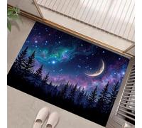 Felpudo de entrada alfombra plegable delgada lavable Estilo de fantasía estampado Vista nocturna del cielo estrellado antideslizante cocina baño sala de estar dormitorio 60 x 90 cm Azul-púrpura