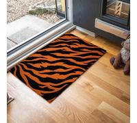 Felpudo de Entrada Antideslizante 50x80cm Alfombra Texturas Animales Salvajes Súper Absorbente Alfombrillas de Bienvenida Rayas Tigre Realistas, Fácil de Limpiar para Baño, Pasillo, Cocina, Naranja