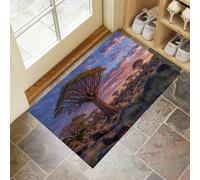 Felpudo de Entrada Árbol Sangre Dragón Desierto Africano, 60x120cm Alfombra para Puerta Paisaje Natural, Antideslizante, Alfombrilla para Atrapar Suciedad para Pasillo, Cocina, Dormitorio, Marrón