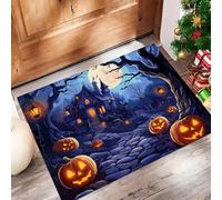 Felpudo De Entrada Azul Oscuro para Puerta Alfombras Antideslizante De Goma 45 X 75 Cm, Calabaza Extraña Felpudo Absorbente Antideslizantecastillo del Terror Entradas