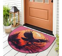 Felpudo de entrada con diseño de cuervos y pájaros, para interiores y exteriores, lavable, absorbente, antideslizante, 91,4 x 61 cm