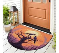 Felpudo de entrada con diseño de cuervos y pájaros, para interiores y exteriores, lavable, absorbente, antideslizante, 91,4 x 61 cm