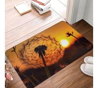Felpudo de entrada con diseño de diente de león al atardecer, resistente y duradero, ideal para exteriores e interiores, que atrapa la suciedad, absorbente, antideslizante, de perfil bajo, de 61 x
