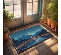Felpudo de entrada con diseño de noche parisina: Reflexiones de la Torre Eiffel en el Sena, alfombra de bienvenida para puerta delantera, decoración de habitación al aire libre para hombres (65 x 90