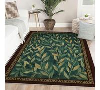Felpudo de Entrada con Hojas Verdes Alfombra 90x150 Vintage Sauce para área Alfombrilla Muelle Lavables Dormitorio salón Cocina decoración del hogar Plantas estéticas Arte Tapete Suave