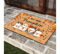 Felpudo De Entrada Divertidos Alfombra Puerta Antideslizante Alfombra De Baño para Trasera Delantera Jardín Pasillo 40X60Cm Hola, Gato Calabaza De Halloween