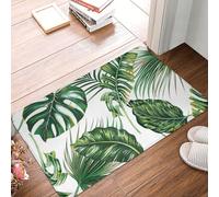 Felpudo de entrada duradero y suave con estampado floral de hojas de palmera tropical Monstera Jungle Leaf, ideal para interiores y exteriores, con suela de goma, 40,6 x 60,9 cm (16 x 24 pulgadas).