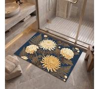 Felpudo de Entrada Floral Oriental Retro, 40x60cm | Alfombra Crisantemo Hortensia Antideslizante, Lavable en Lavadora, Alfombras de Puerta Tapete Decorativo Festivo para Pasillo, Patio y Apartamento
