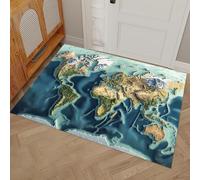 Felpudo De Entrada Montañas Continentales Océano, Alfombra Atrapapolvo, Antideslizante, Microfibra Suave Felpudo Relieve De Terreno 3D, Tapete Entrada Para Puertas Y Pasillos 40 x 60 cm, Azul