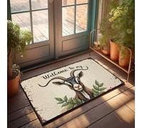 Felpudo de entrada para interiores y exteriores, con texto en inglés "Welcome To My Goat Haven: A Rustic Farmhouse Signal", para puerta delantera, tapete de bienvenida para exteriores (65 x 90 cm)
